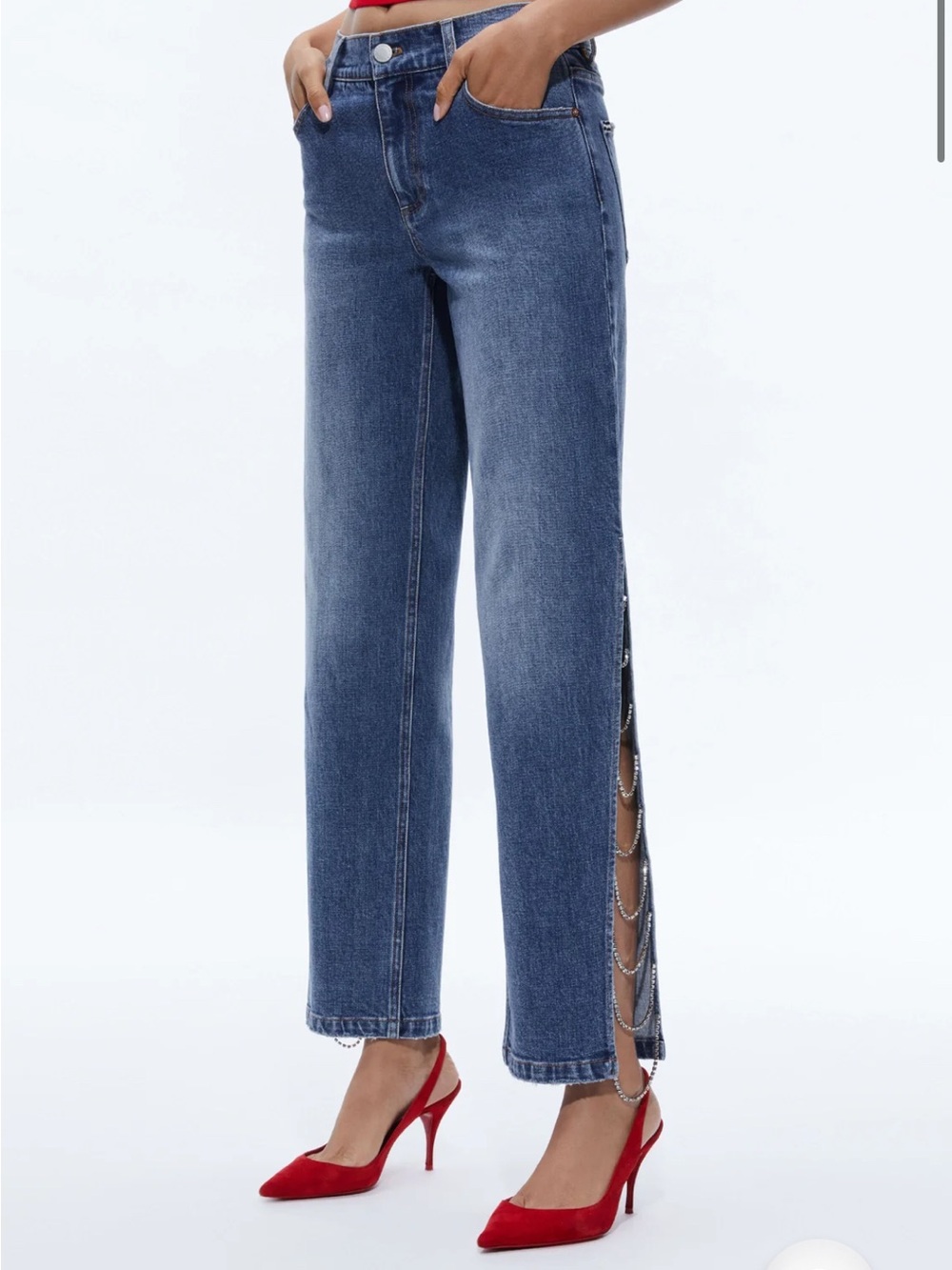Alice + Olivia Gayle Embellished Side Jean